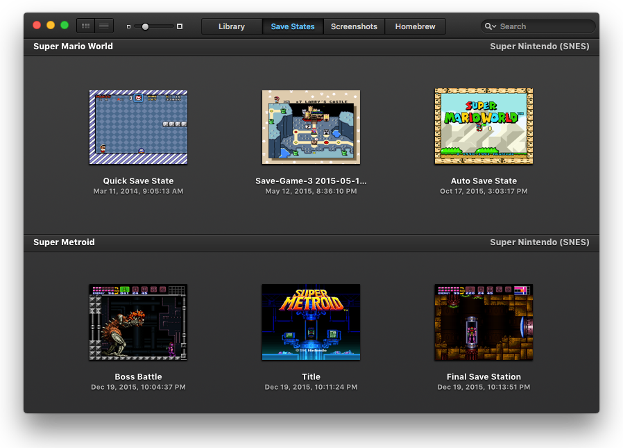 Les sauvegardes dans OpenEmu